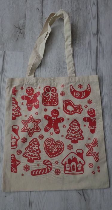 Świąteczna torba zakupowa prezentowa nowa 38x40cm czerwone pierniki