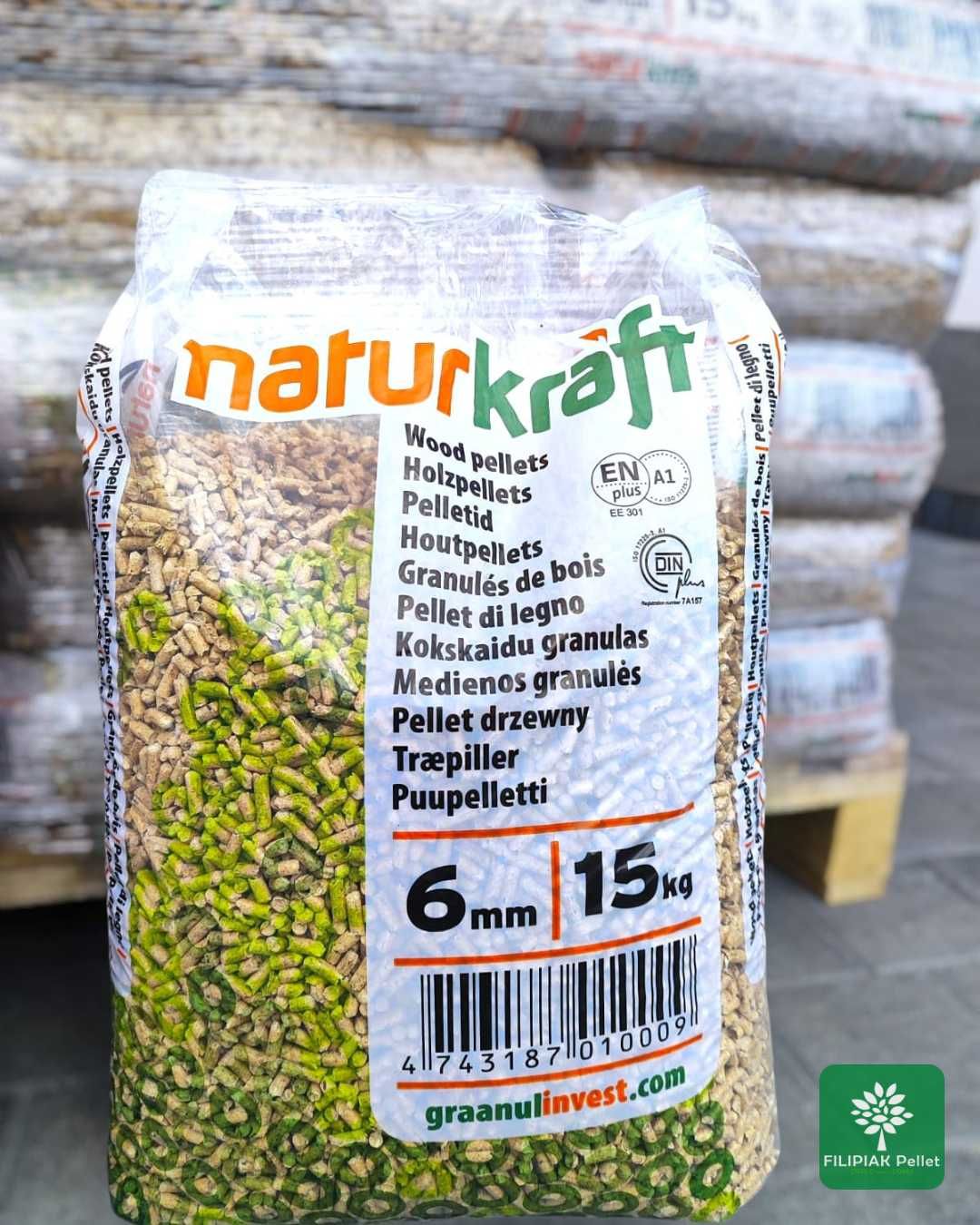 Pelet NATURKRAFT certyfikowany EN+ A1 DIN+ 6mm