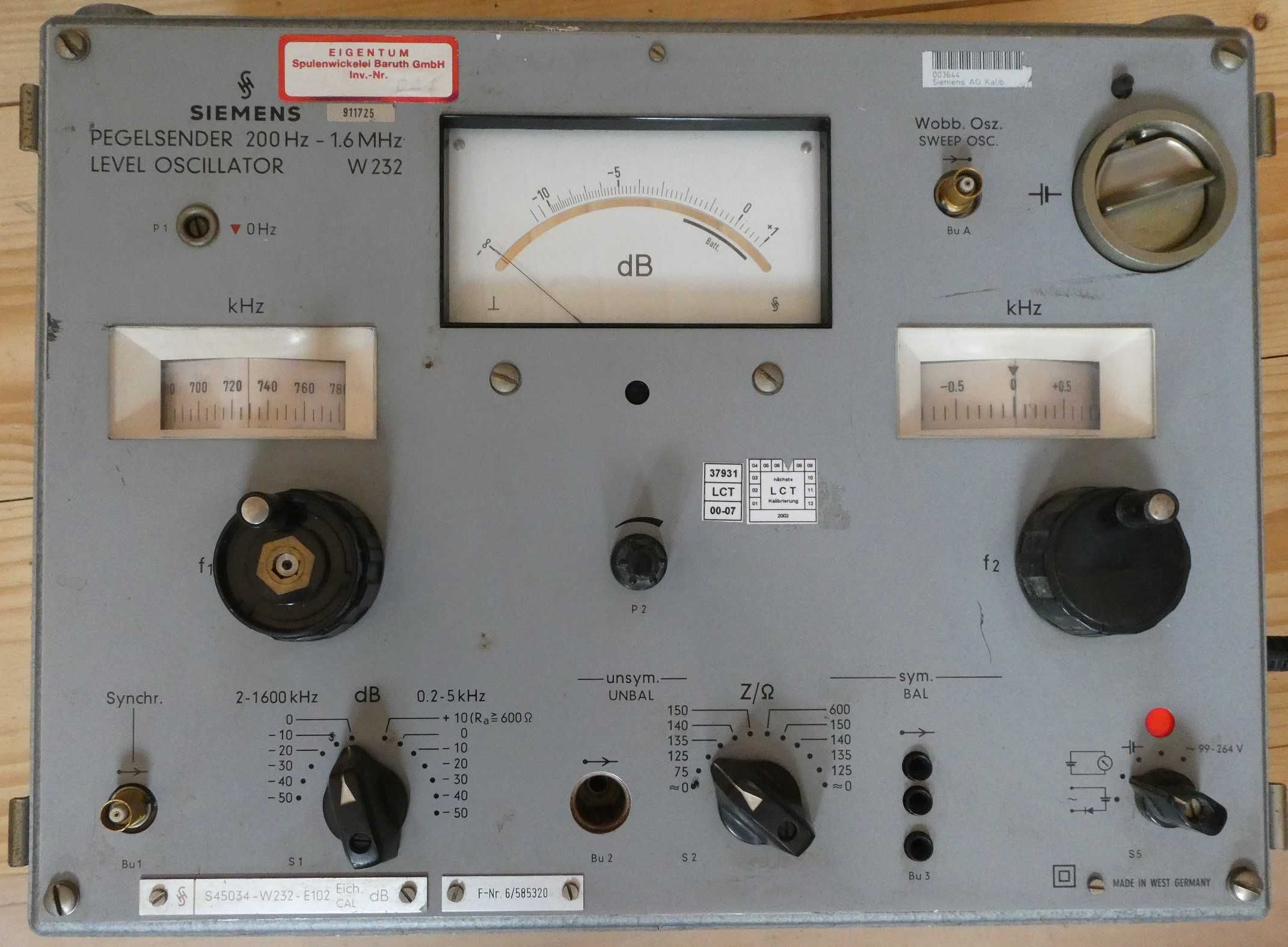 2Miernik Urządzenia SIEMENS Level Meter i OSCILLAROR 200Hz-1.6MH