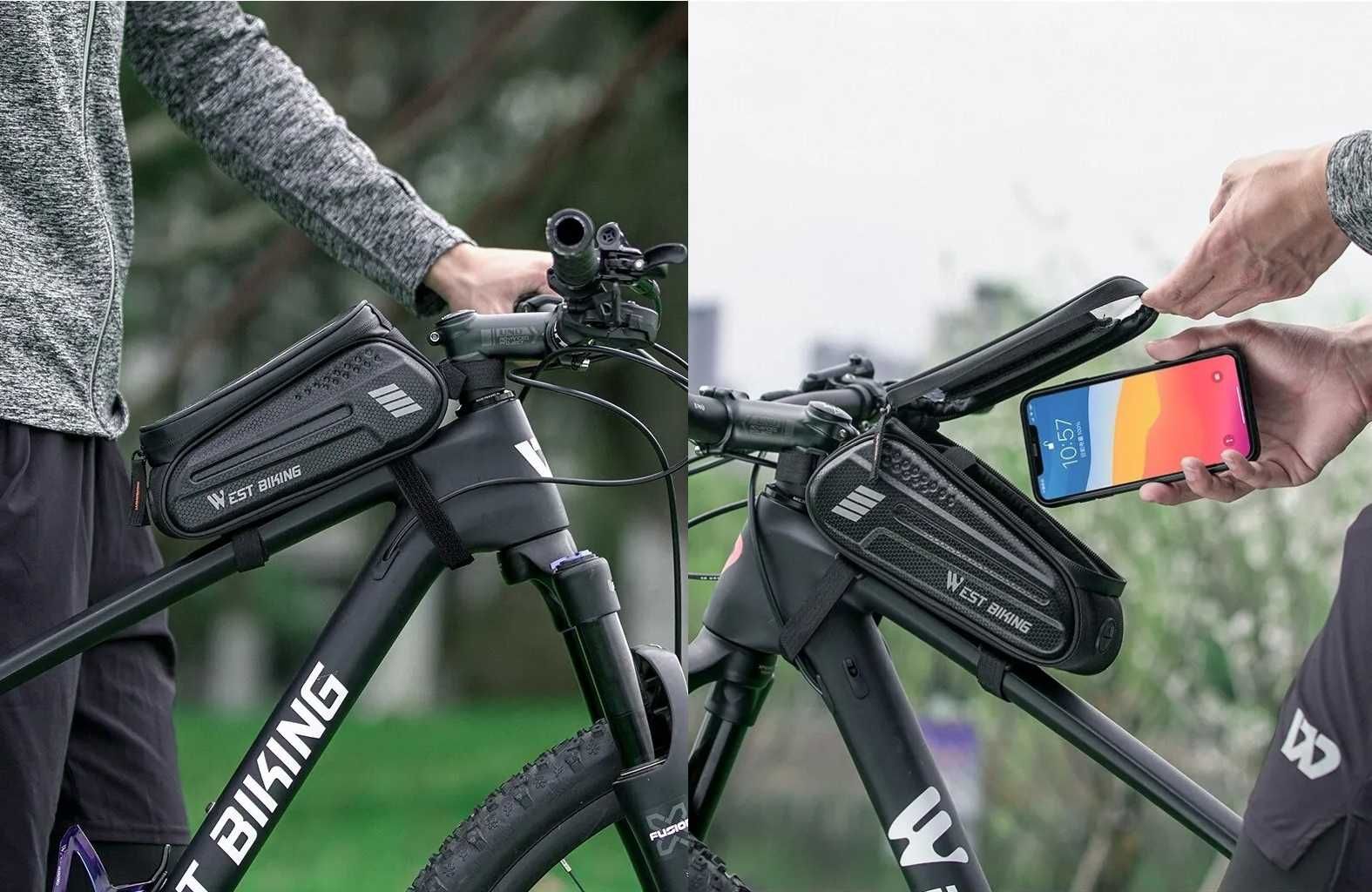Uchwyt rowerowy na telefon skawa torba rowerowa poj 1,5L West Biking
