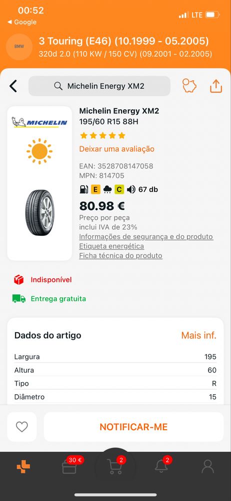 pneus 195/60/15 michelin