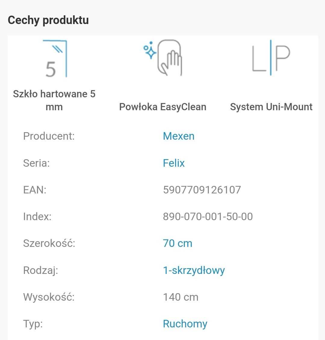 Parawan nawannowy Mexen 70x140