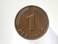 Stare monety. Moneta 1 pfennig / fenig Niemcy roczniki 1950 - 1995