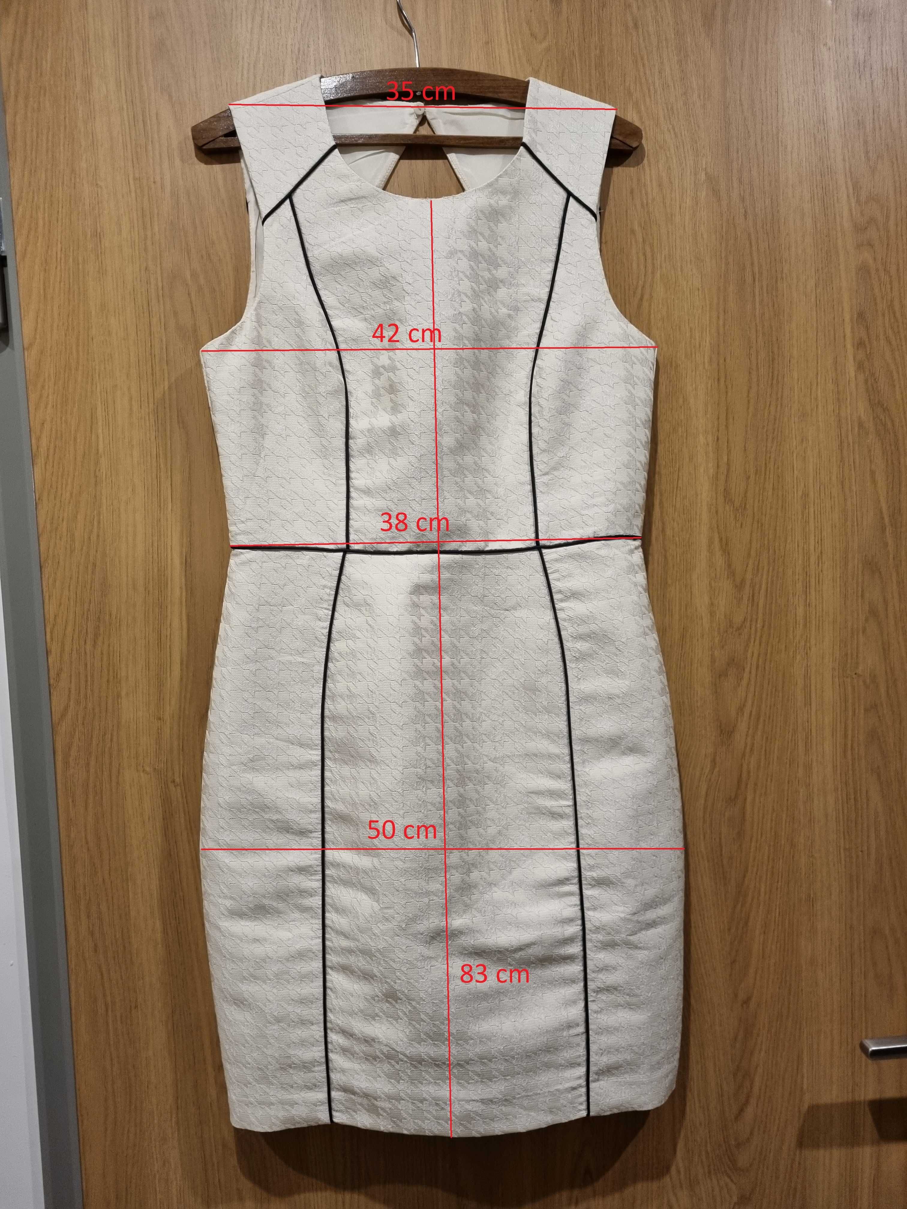 Sliczna sukienka koktajlowa H&M 40 kremowa
