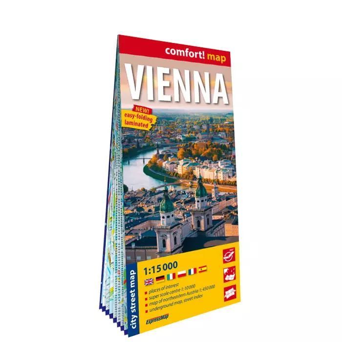 Wiedeń (Vienna). Laminowany plan miasta w skali 1:15 000