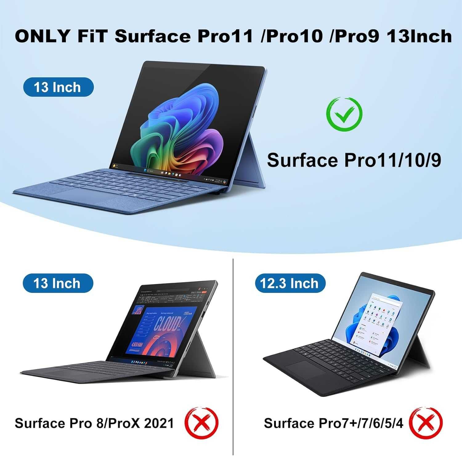 Etui ochronne Qymaksom do Surface Pro 11/10/9 13 cali szary