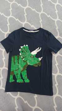T-Shirt H&M cekiny odwracalne dinozaur r. 134/140