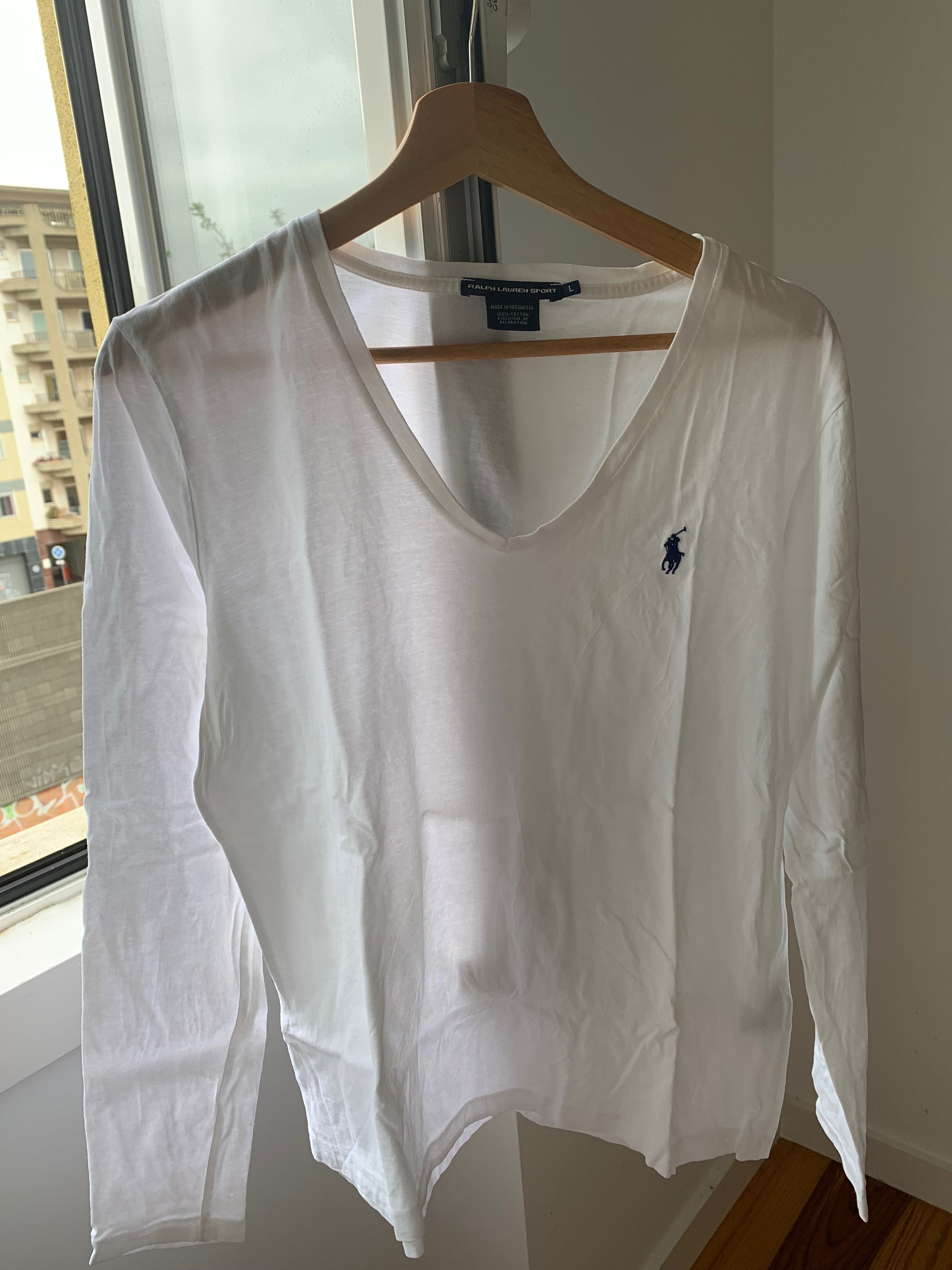 3 T-shirts Ralph Lauren branca manga comprida