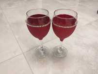 2xKieliszki glamour czerwien bordo brokat cyrkonie 20cm