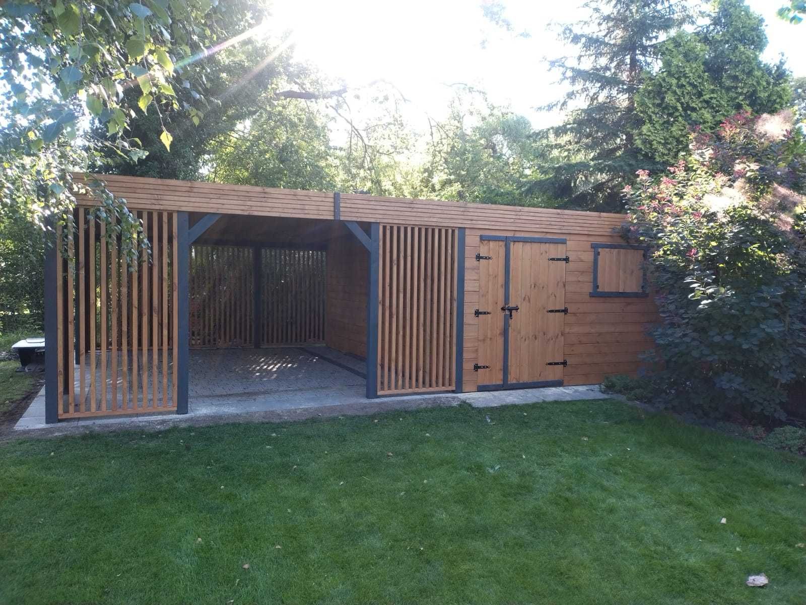 Nowoczesny Domek narzędziowy z Altanką "Bocian" 3X6