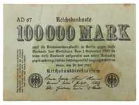 Stary Banknot Niemcy 100000 marek 1923