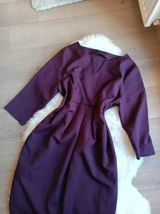 Fioletowa, elegancka sukienka ciążowa 9fashion S M