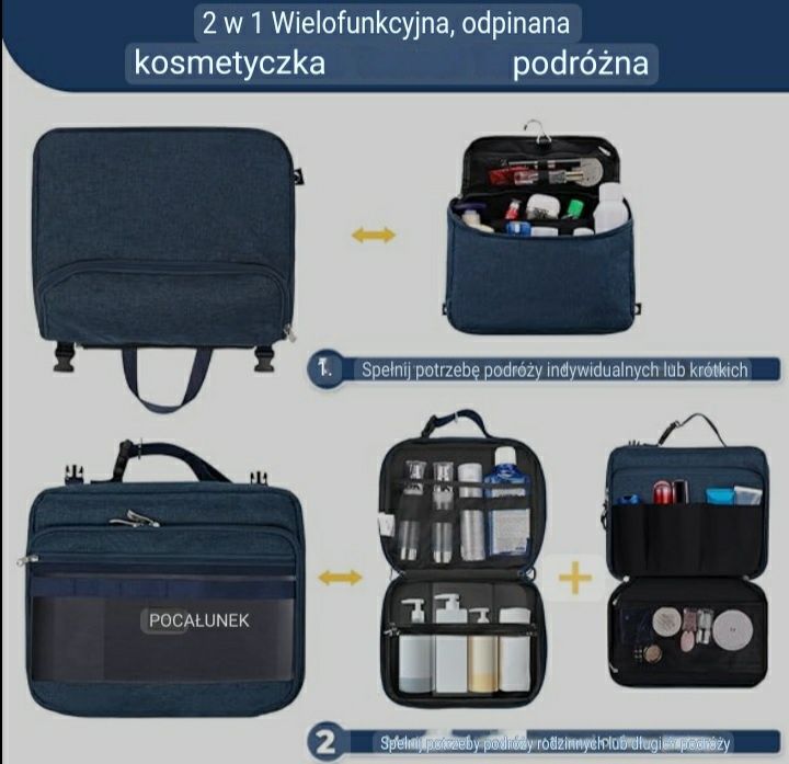 Kosmetyczka turystyczna KYG 2 w 1 , wodoodporna 3 części okazja