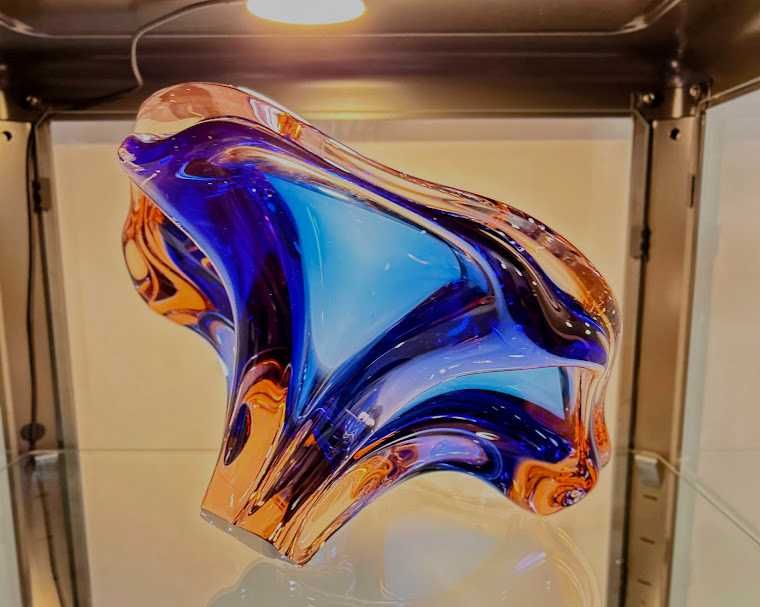 Misa artystyczna szkło Hospodka Chřibská – lata 60., unikat, 32 cm