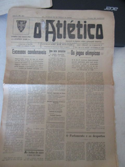 jornais futebol muito raros O atletico Casa Pia ano 1925 CASAPIANOS