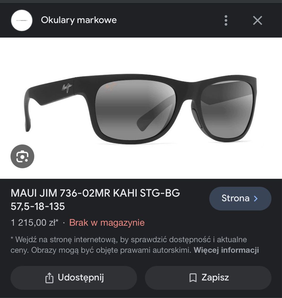 Okulary przeciwsłoneczne męskie Maui Jim