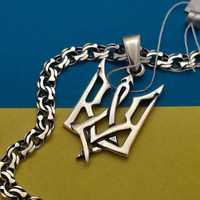 Серебро серебряная цепочка Бисмарк Герб Украины