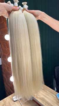 Натуральные волосы для наращивания платина блонд 60 см Поставщик