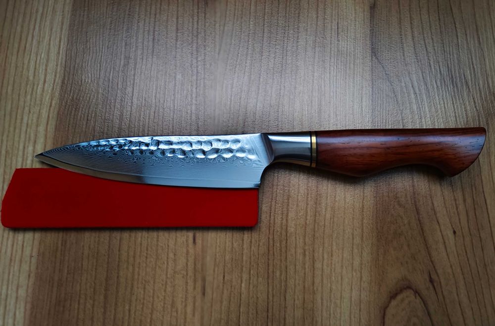 Нож кухонный HEZHEN 133мм. Дамаск 73 Layer 14Cr14MoVNb