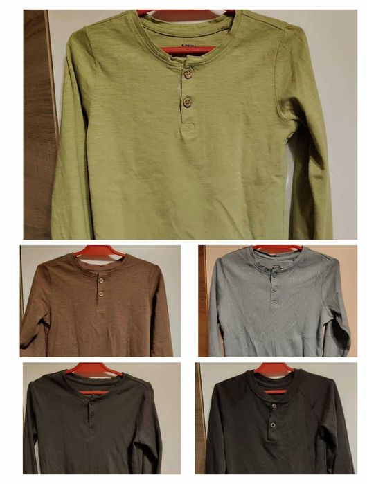 Zestaw 5 koszulek T-shirtów z guzikami r. 116