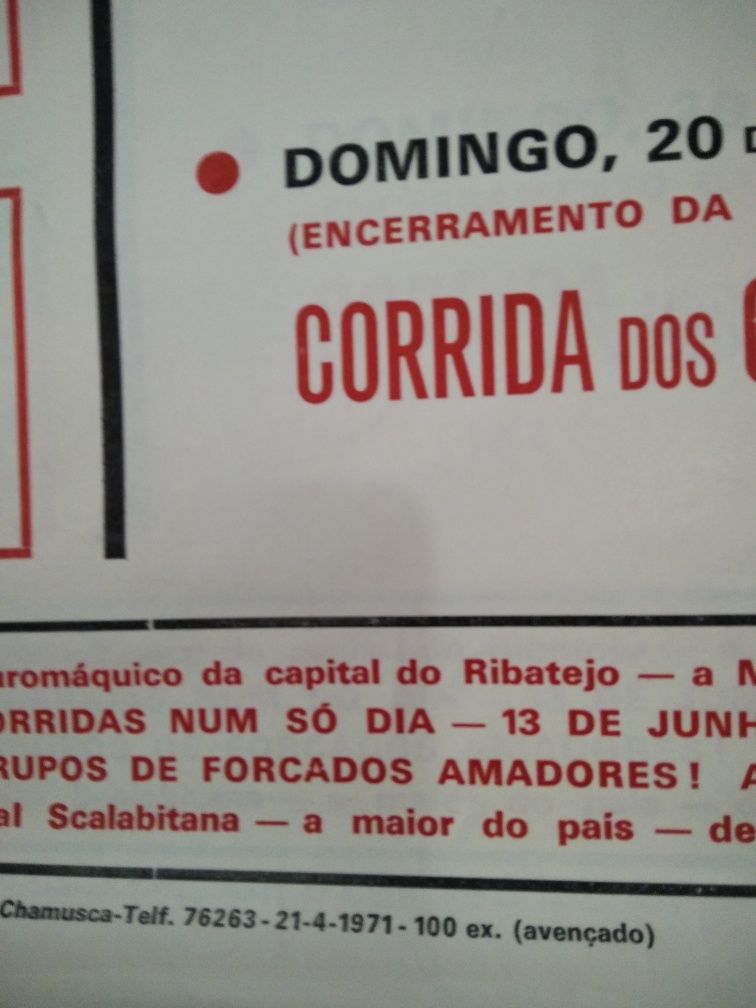 Cartaz praça de touros 1971