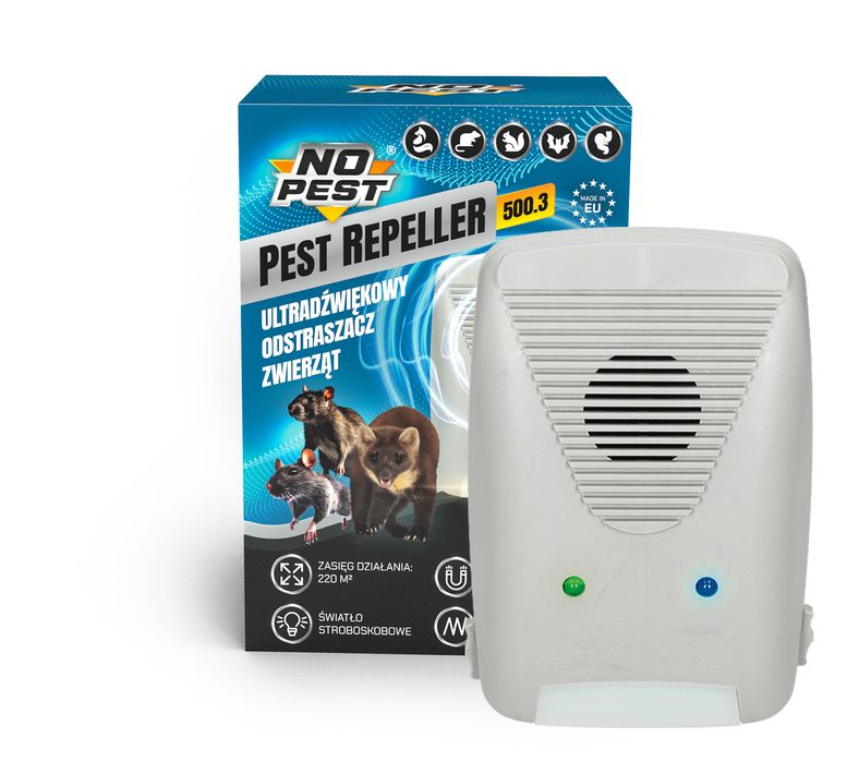 Ultradźwiękowy i elektromagnetyczny odstraszacz kun 3w1 No Pest® 500.3
