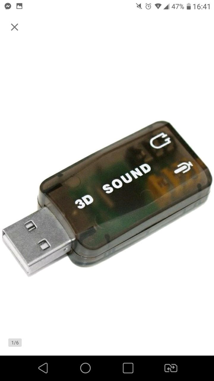 Karta DŹWIĘKOWA muzyczna USB 5.1 3D HQ