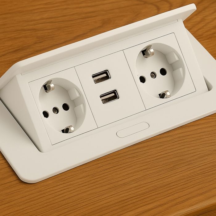 Акція! Подовжувач встроювальний 2 розетки 2 USB , польський, якісний.