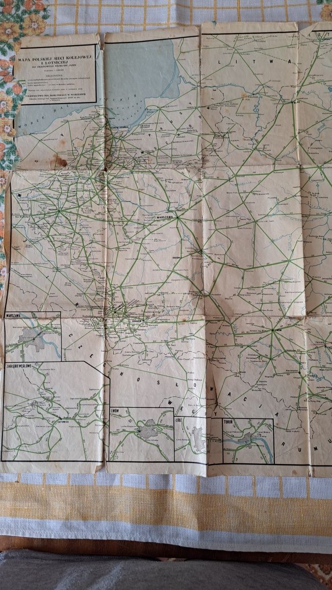 Mapa: Główniejsze linie komunikacyjne Europy " z lat 30 tych XX  wieku
