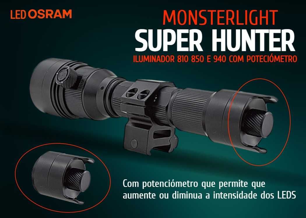 Iluminador MonsterLight Super Hunter LEDS 810, 850 e 940 potenciómetro