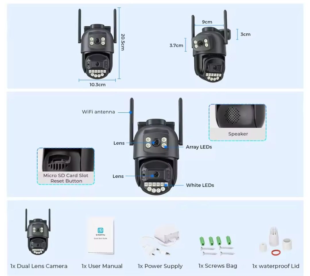 Besder 10Мп уличная WiFi камера видеонаблюдения O-Kam Pro 5K 10MP Dual