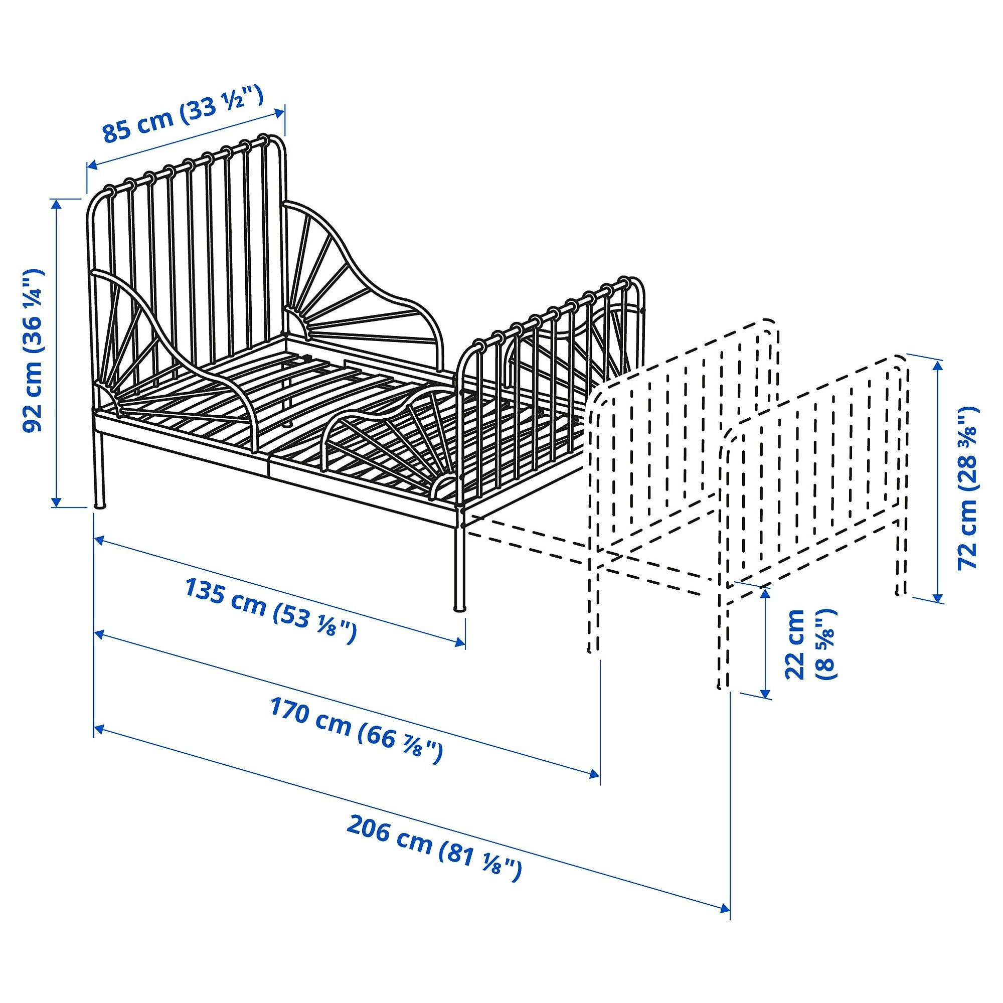 Выдвижная растущая детская кровать ИКЕА и пружинный матрас IKEA МИННЕН