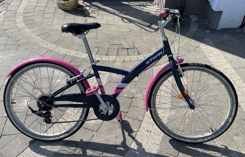 Rower btwin różowo niebieski 24