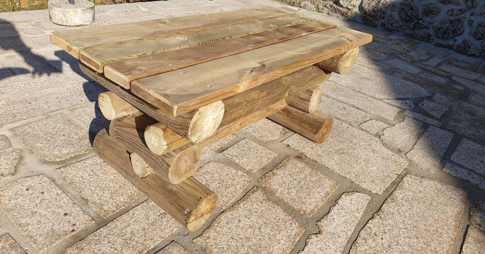 Banco de jardim, Madeira, Pinho, Rústico