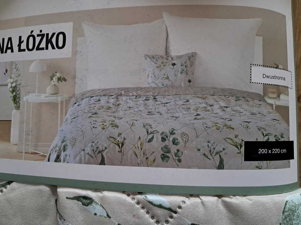 Narzuta na łóżko LISTKI 200x220cm Smukee szaro-beżowa nowa
