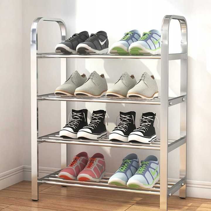 Szafka na buty 4 poziomy 60 x 65 x 22 cm srebrna