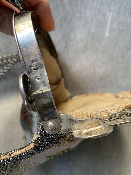 Torebka staroć okucia srebro