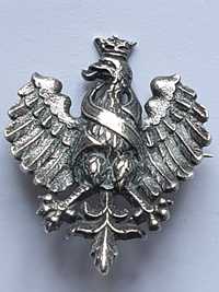 Srebrna przypinka broszka patriotyczny srebro orzeł korona rękodzieło