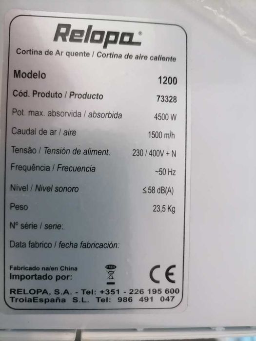 CORTINA DE AR 1200MM nova relopa branca