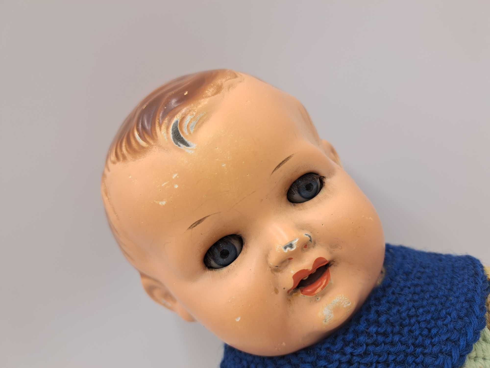 Stara lalka ceramiczna OV sygnowana ruchome oczy