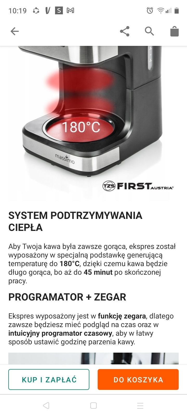 Ekspres do kawy przelewowy nowy first