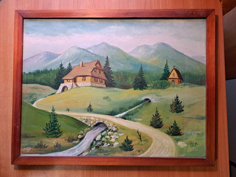 Obraz w ramce (akryl) pejzaż landschaft ok 1975 r.