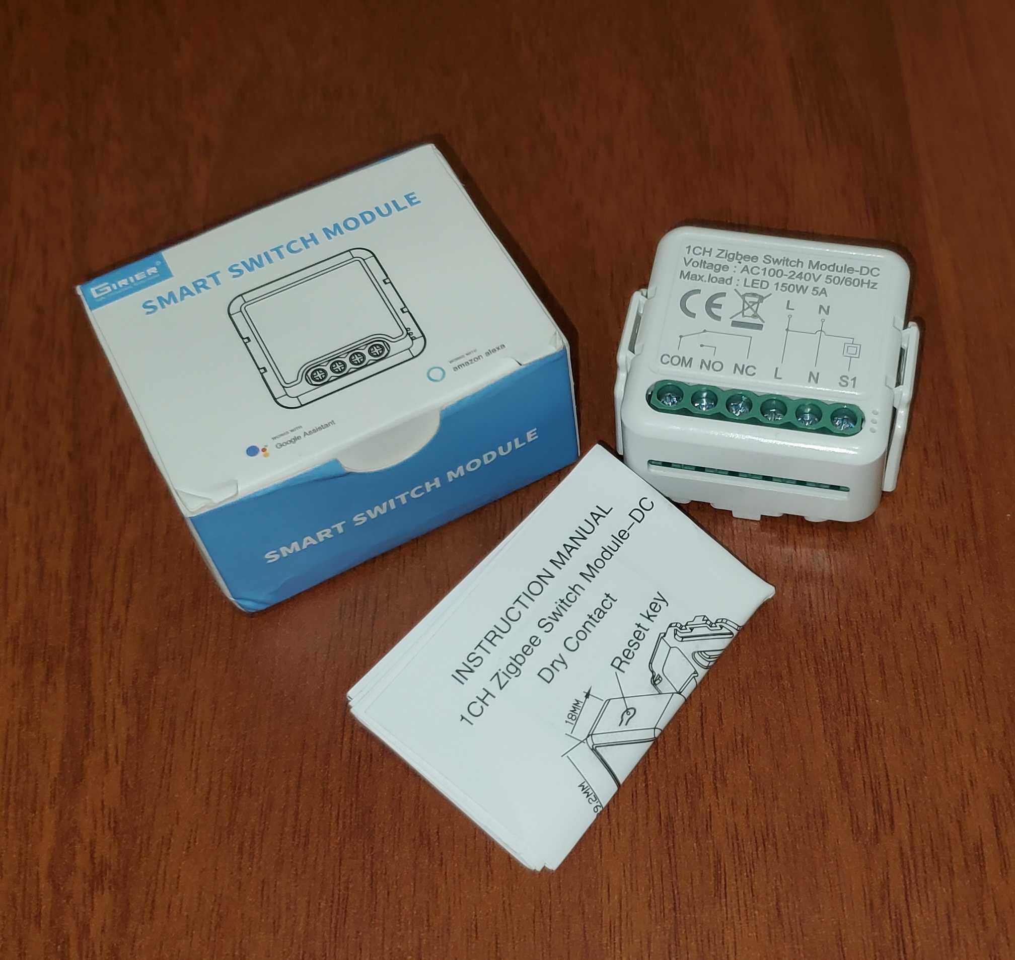 Реле ZigBee Dry Contact GIRIER Tuya Smart Switch 1Ch Сухий контакт