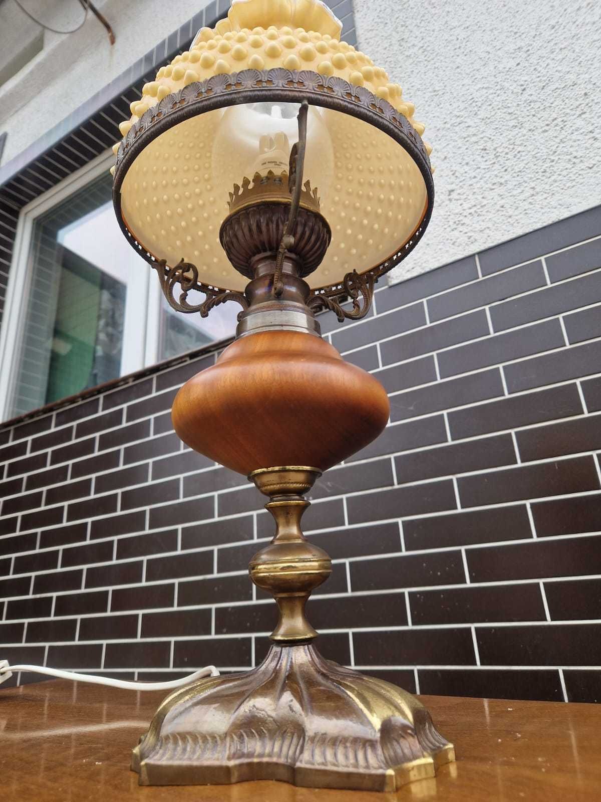 Zestaw Lamp nocna + stojąca ANTYK antyczna zdobiony klosz vintage