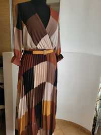 Sukienka długa, plisowana  kolorowa