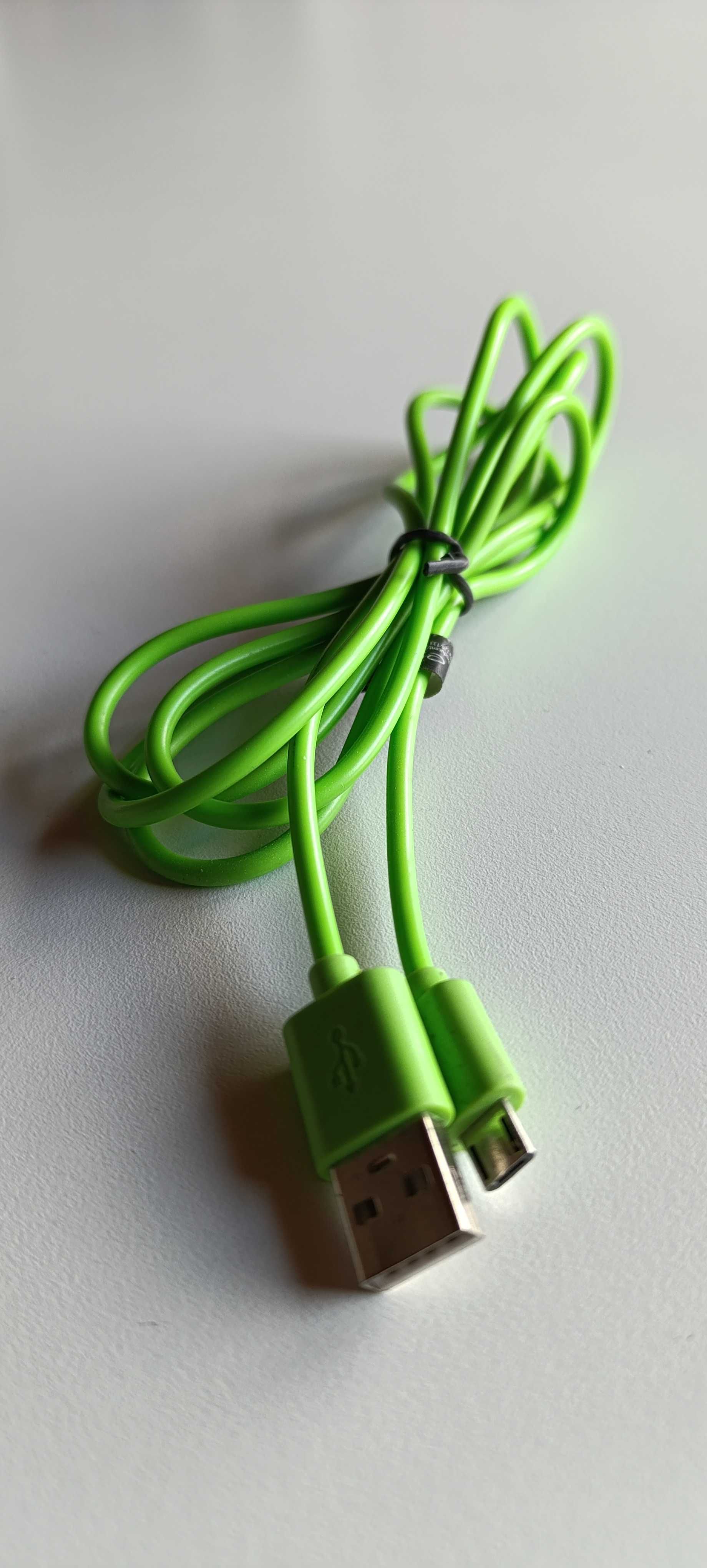 Słuchawki z pilotem Bluetooth + zielony kabel micro USB 1,5 m