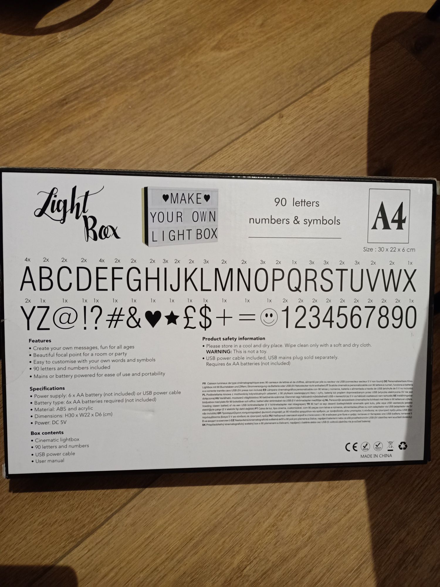 Lightbox podświetlana tablica LED