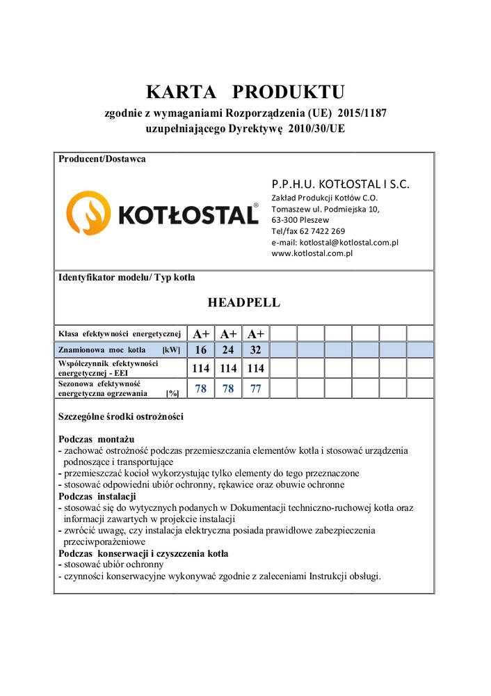 Kocioł HEAD-PELL PREMIUM moc 16 kW, piec na pellet