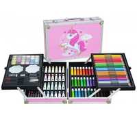 Набор розовый на 145 предметов для творчества рисования чемодан