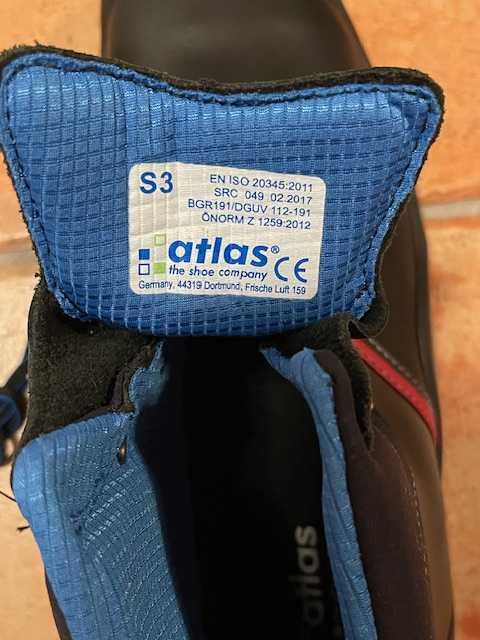 Buty robocze, trzewiki Atlas, rozmiar 43, Anatomic Bau 500, S3